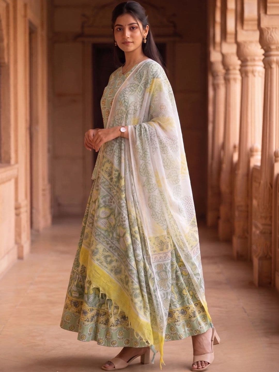 Avishya Printed Block Print Ready to Wear Lehenga & Blouse With Dupatta thumbnail 3