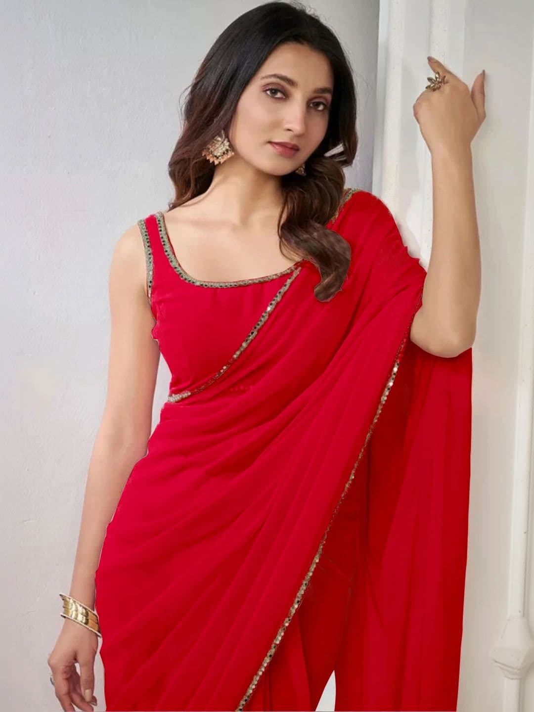 reeva fashion Mirror Work Saree thumbnail 2