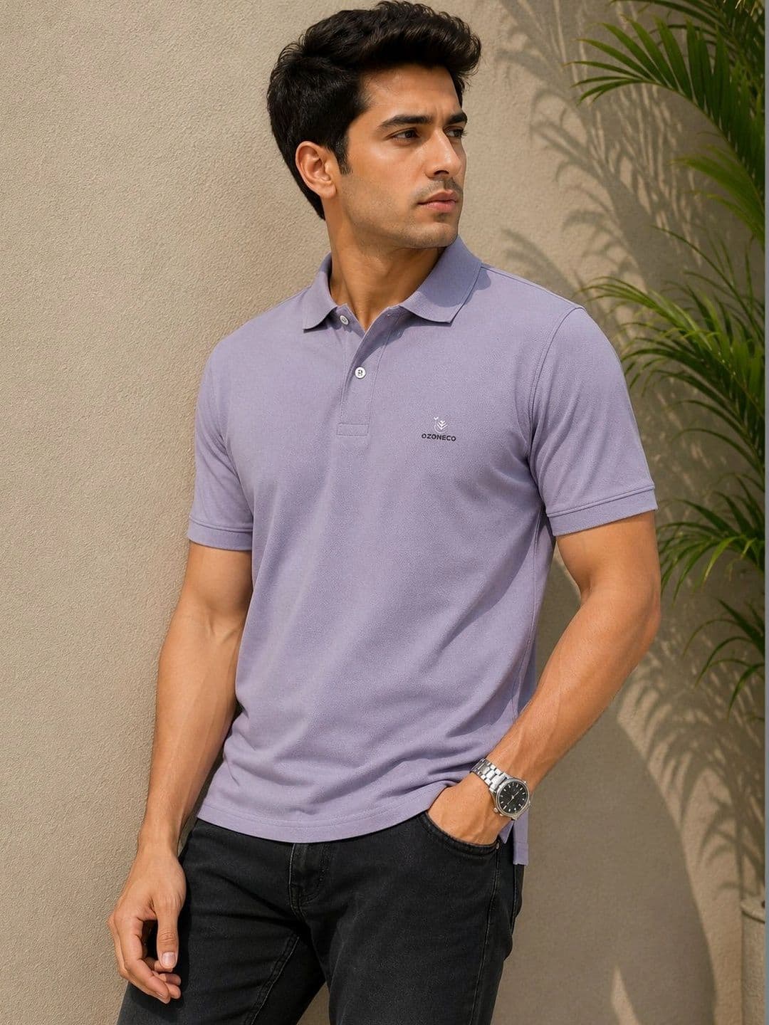 OZONECO Men Brand Logo Polo Collar T-shirt - view 1