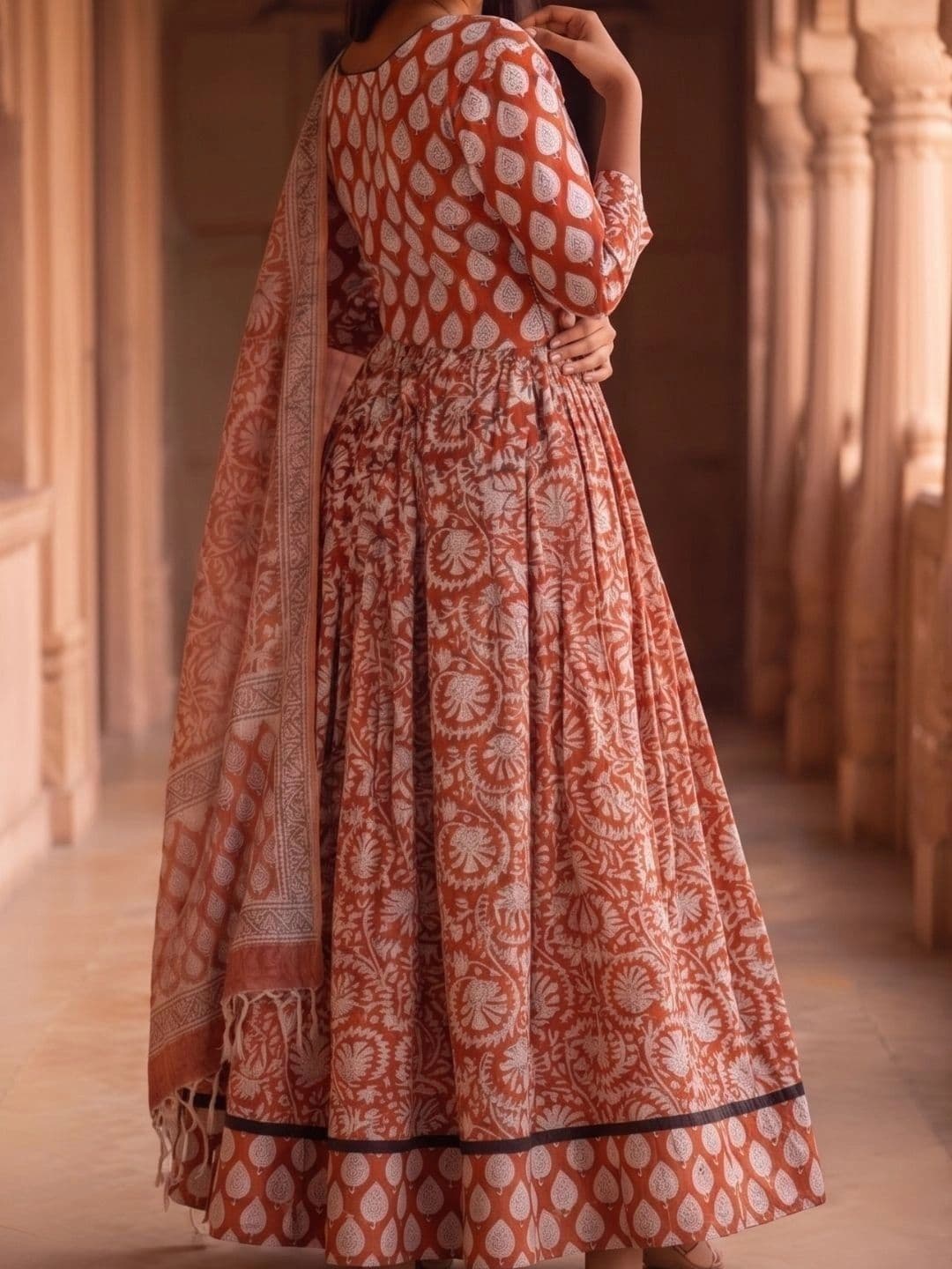 Avishya Printed Block Print Ready to Wear Lehenga & Blouse With Dupatta thumbnail 3