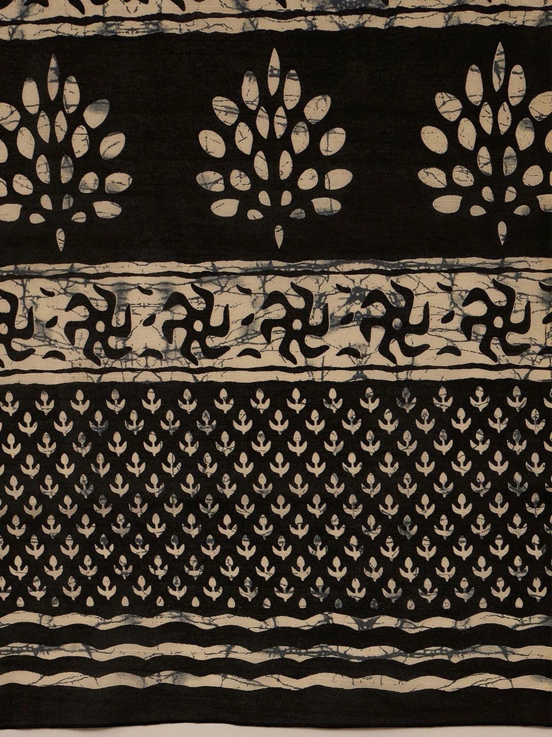 Anouk Batik Silk Blend Designer Block Print Saree thumbnail 5