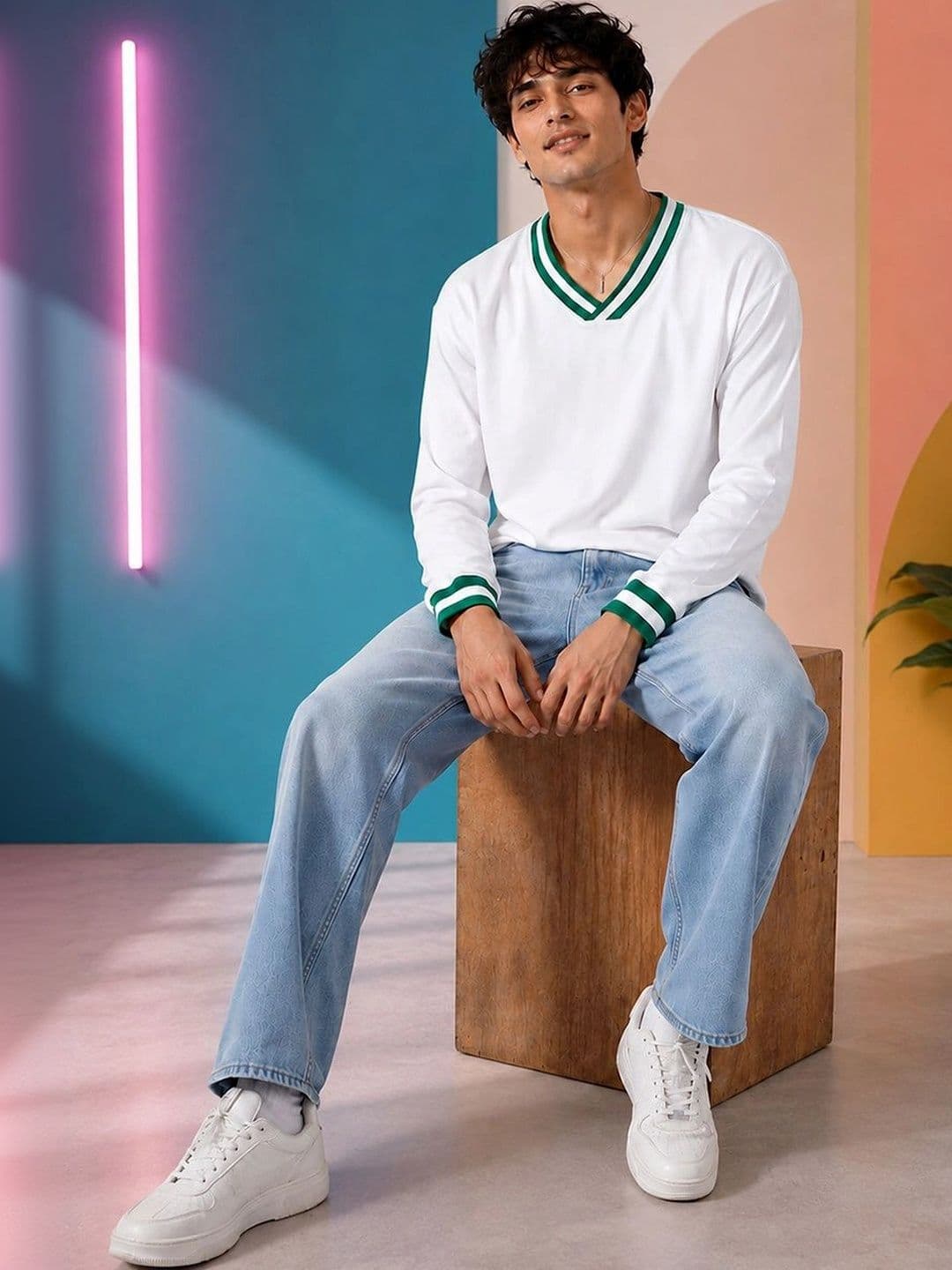 Moda Rapido Men Striped V-Neck T-shirt thumbnail 5