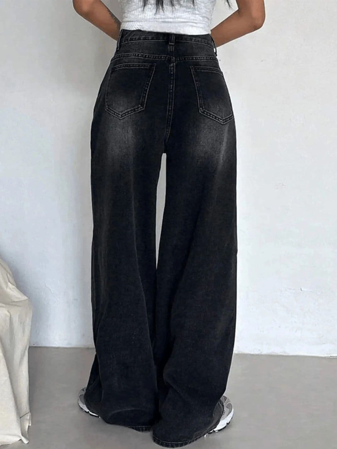 MERCEL Women Original Wide Leg High-Rise Low Distress Light Fade Stretchable Jeans thumbnail 3