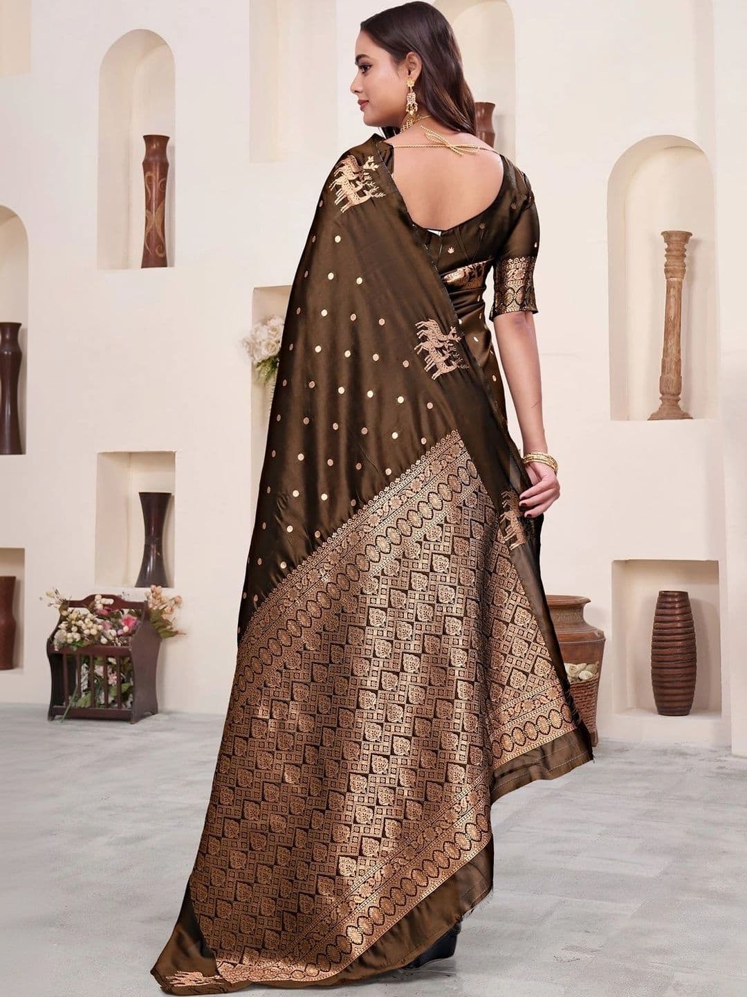 KALINI Woven Design Zari Silk Blend Saree thumbnail 3