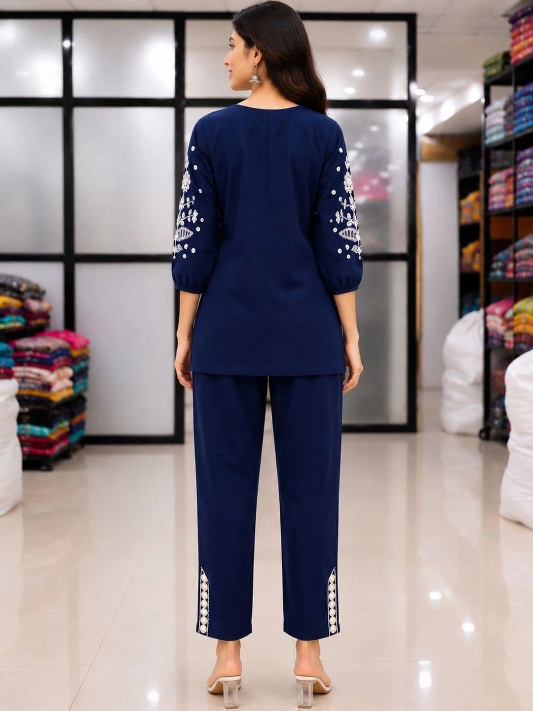 all about you Women Ethnic Motifs Embroidered Regular Thread Work Kurti with Trousers thumbnail 3