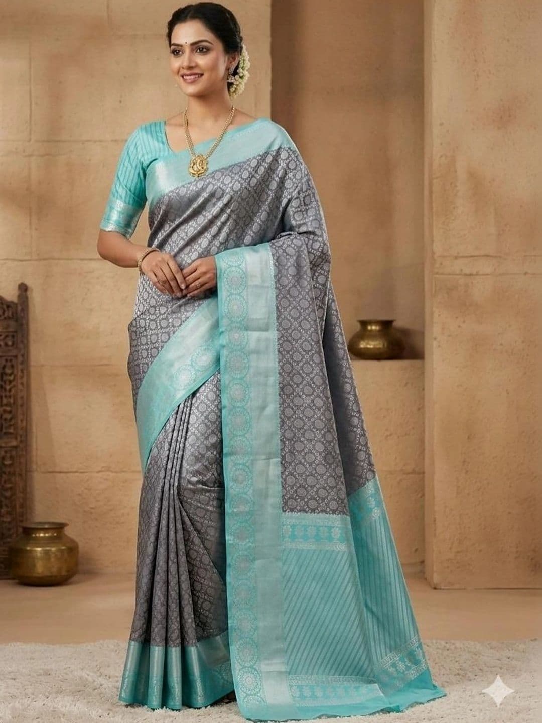 Zoomera Woven Design Zari Art Silk Banarasi Saree thumbnail 2