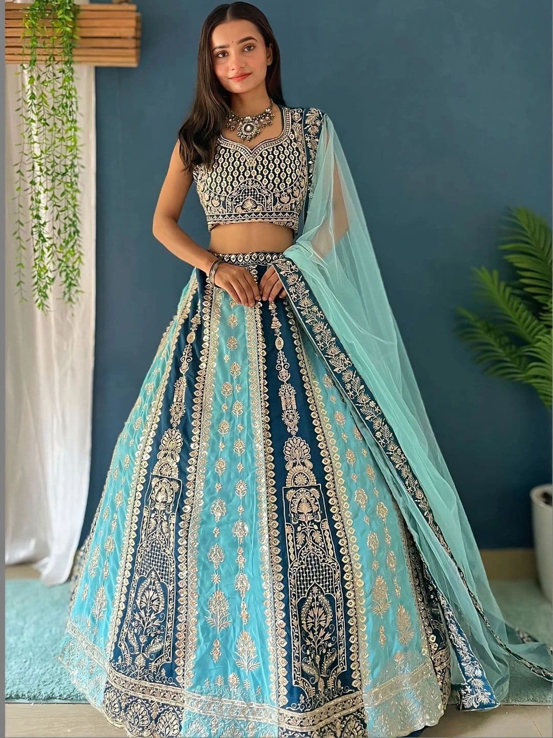 SIDDESHWARY FAB Embellished Sequinned Semi-Stitched Lehenga & Unstitched Blouse With Dupatta - view 1