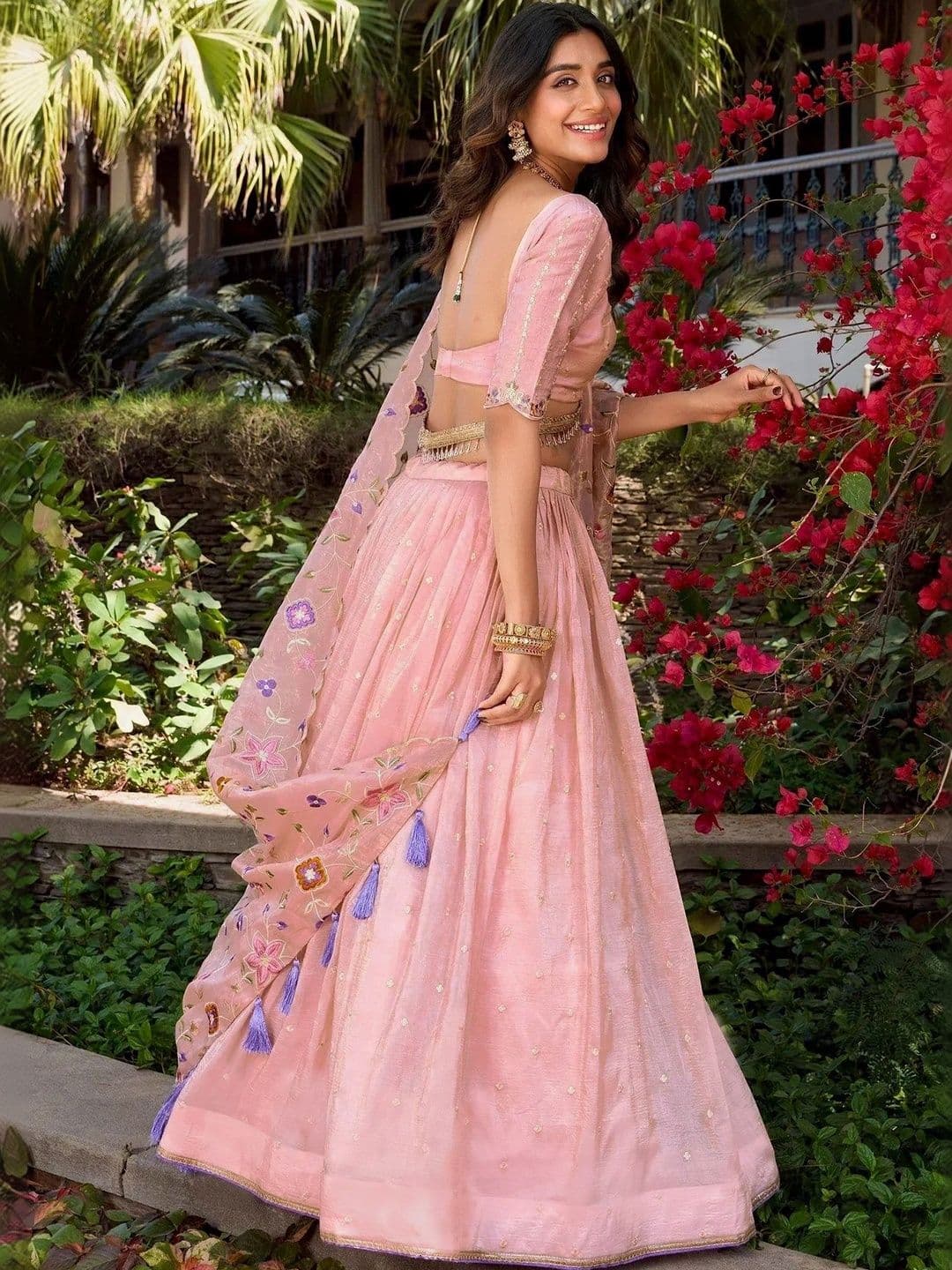 Kedar Fab Embroidered Thread Work Semi-Stitched Lehenga & Unstitched Blouse With Dupatta thumbnail 3
