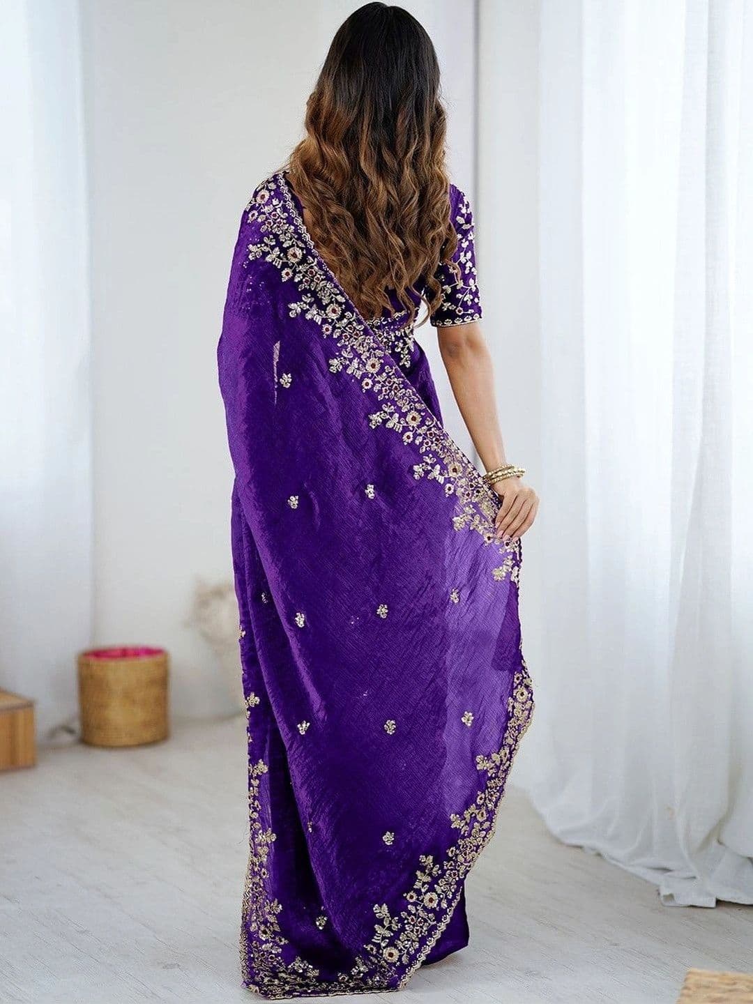 DIVASTRI Embellished Embroidered Art Silk Heavy Work Saree thumbnail 2