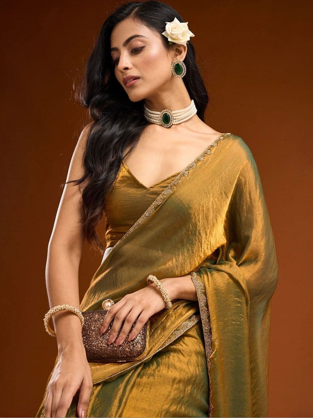 kasee Beads and Stones Silk Blend Designer Saree thumbnail 3