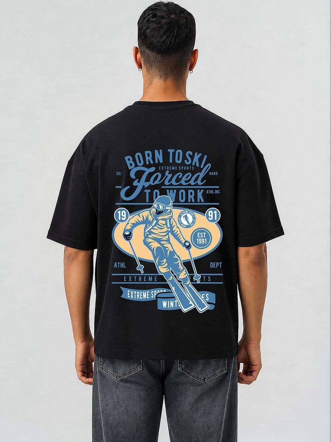 Mast & Harbour Men Printed Drop-Shoulder Sleeves T-shirt thumbnail 4