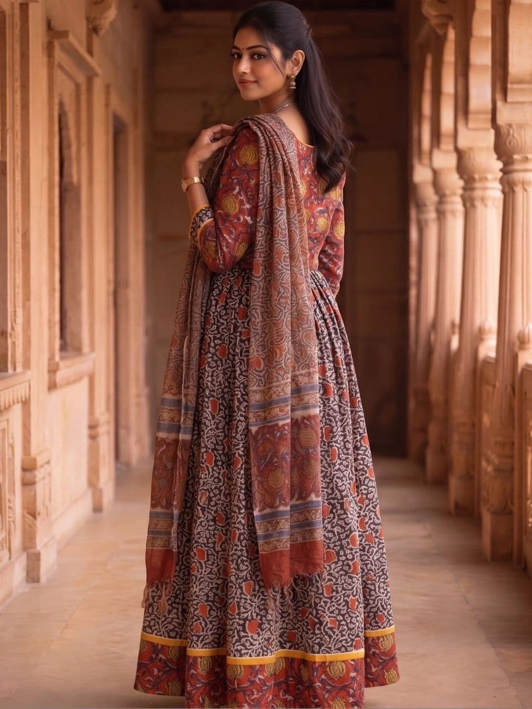 Avishya Printed Block Print Ready to Wear Lehenga & Blouse With Dupatta thumbnail 6