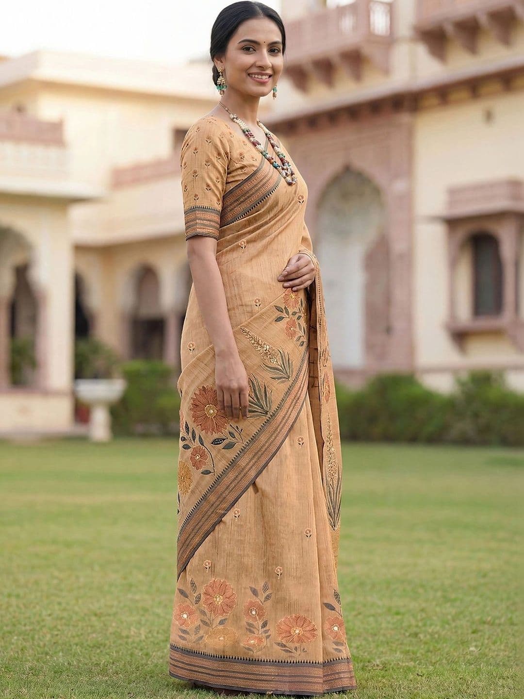 Mitera Floral Aari Work Saree thumbnail 2
