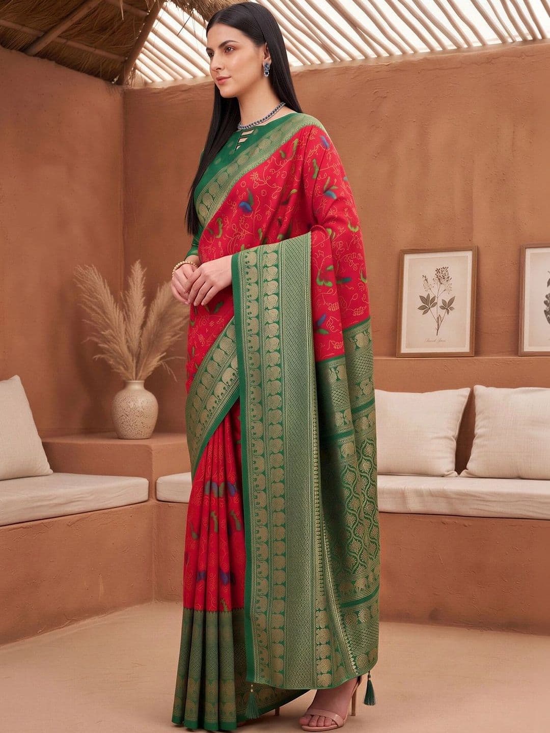 Anouk Embellished Zari Designer Banarasi Saree thumbnail 7