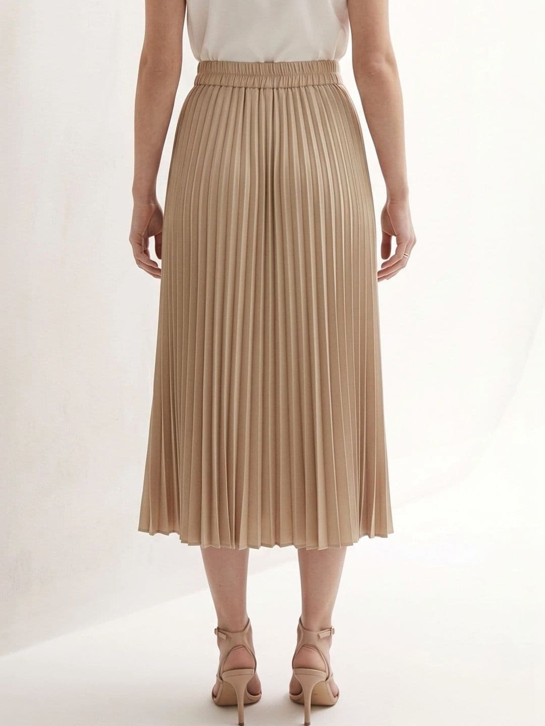 Outzidr Women Accordion Pleated Midi A-Line Skirt thumbnail 5