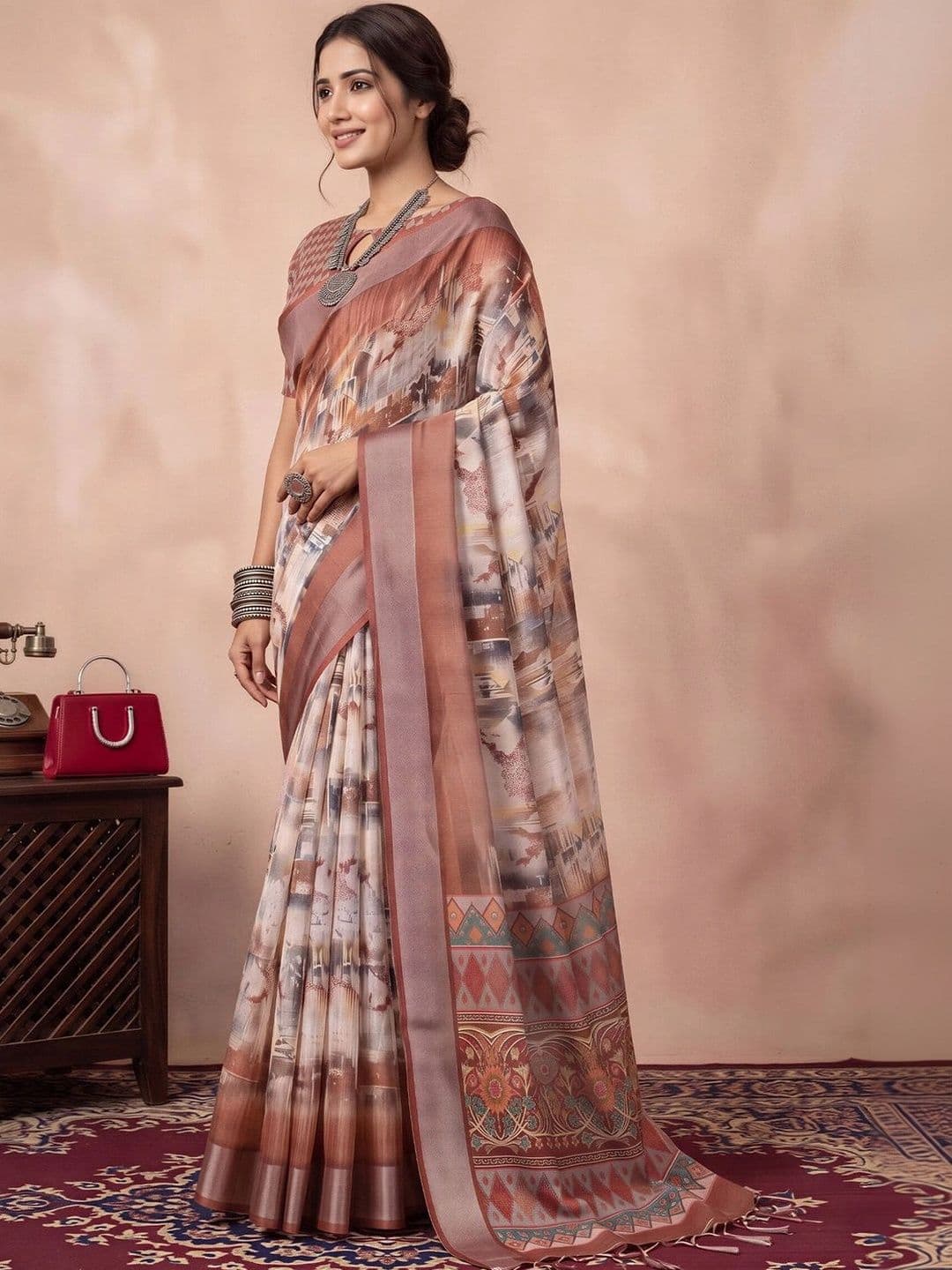Anouk Zari Linen Blend Designer Saree thumbnail 6