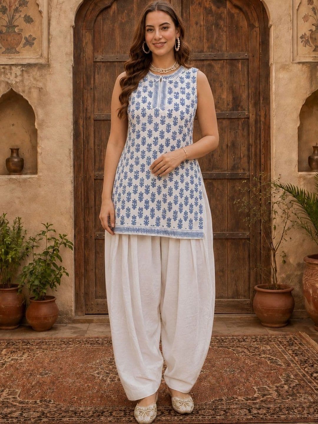 Sangria Women Ethnic Motifs Printed Regular Kurta with Patiala - view 1