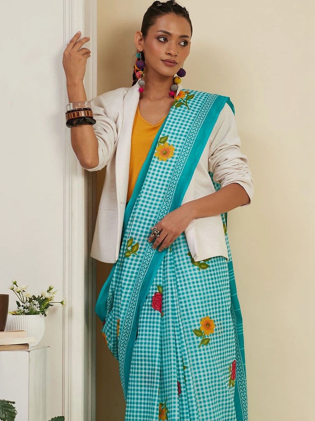 Garden Vareli Floral Pure Cotton Saree thumbnail 7