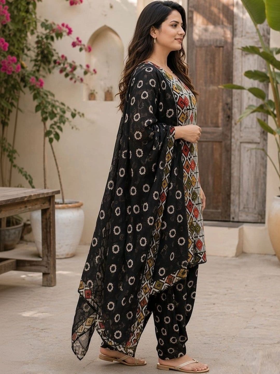 Moda Rapido Women Printed Regular Kurta with Patiala & With Dupatta thumbnail 4
