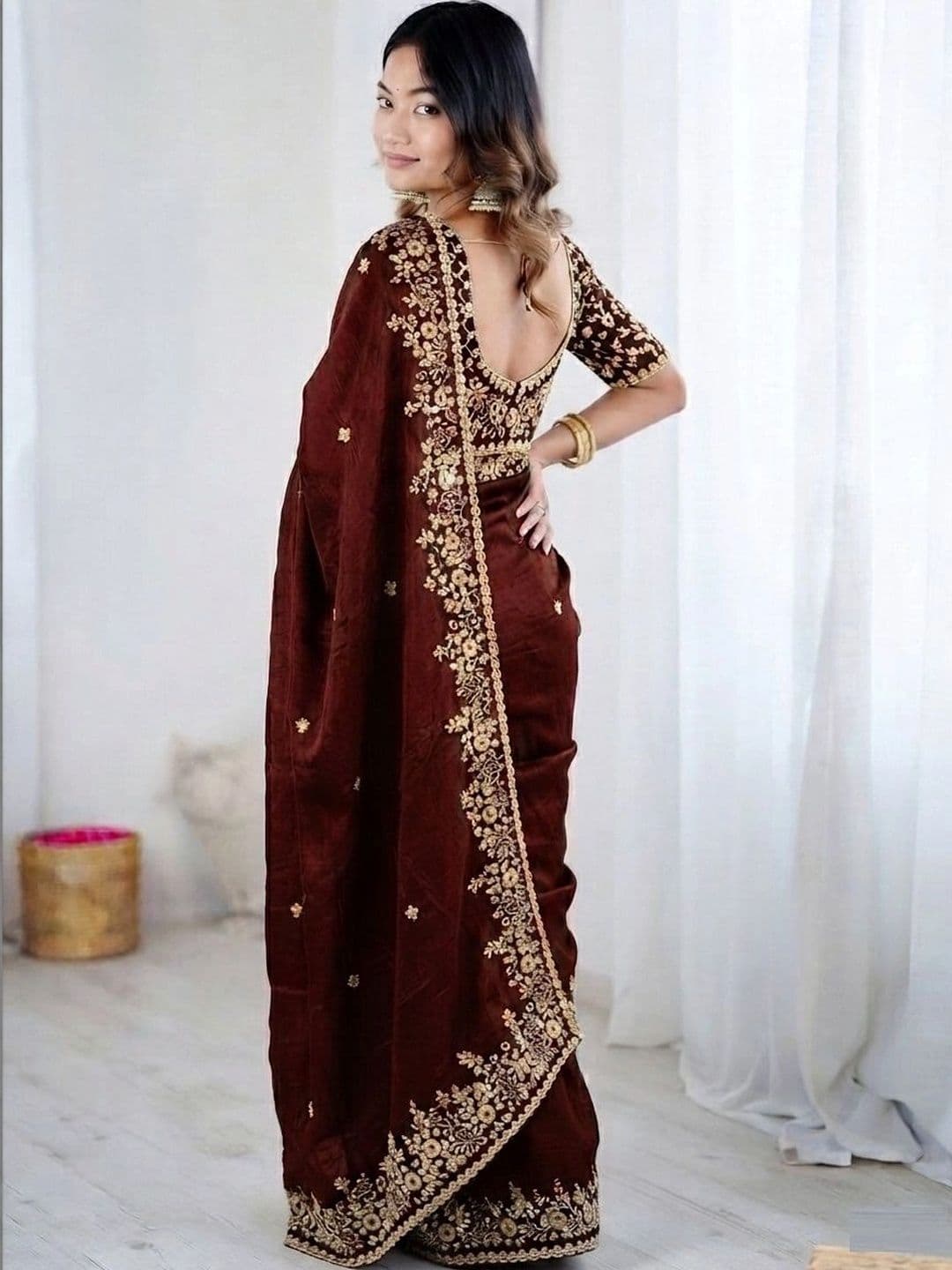 SZN Embellished Beads and Stones Art Silk Heavy Work Saree thumbnail 3