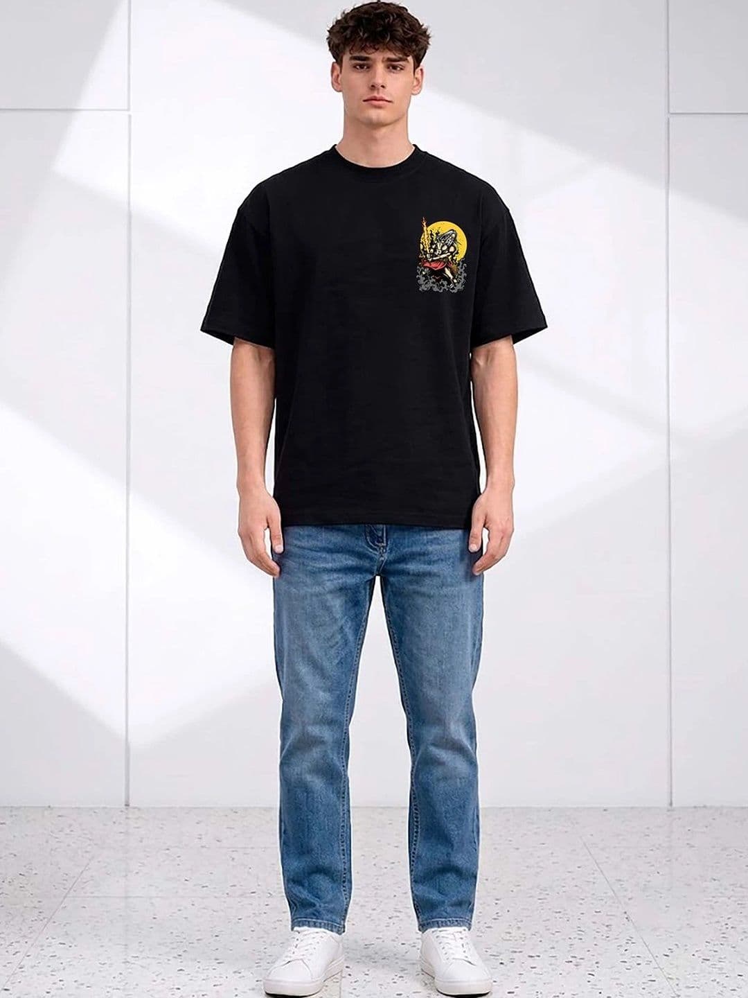 Mast & Harbour Men Printed Drop-Shoulder Sleeves T-shirt thumbnail 4