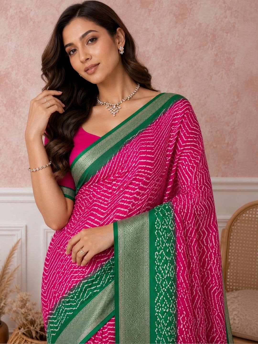 all about you Bandhani Silk Blend Designer Saree thumbnail 3