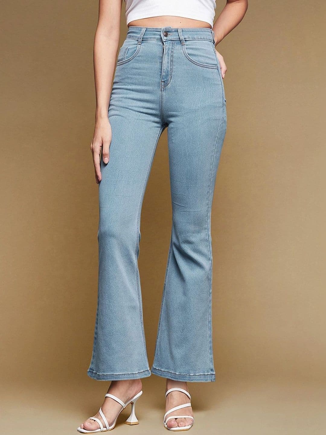 Mast & Harbour Women Bootcut High-Rise Heavy Fade Stretchable Jeans thumbnail 4