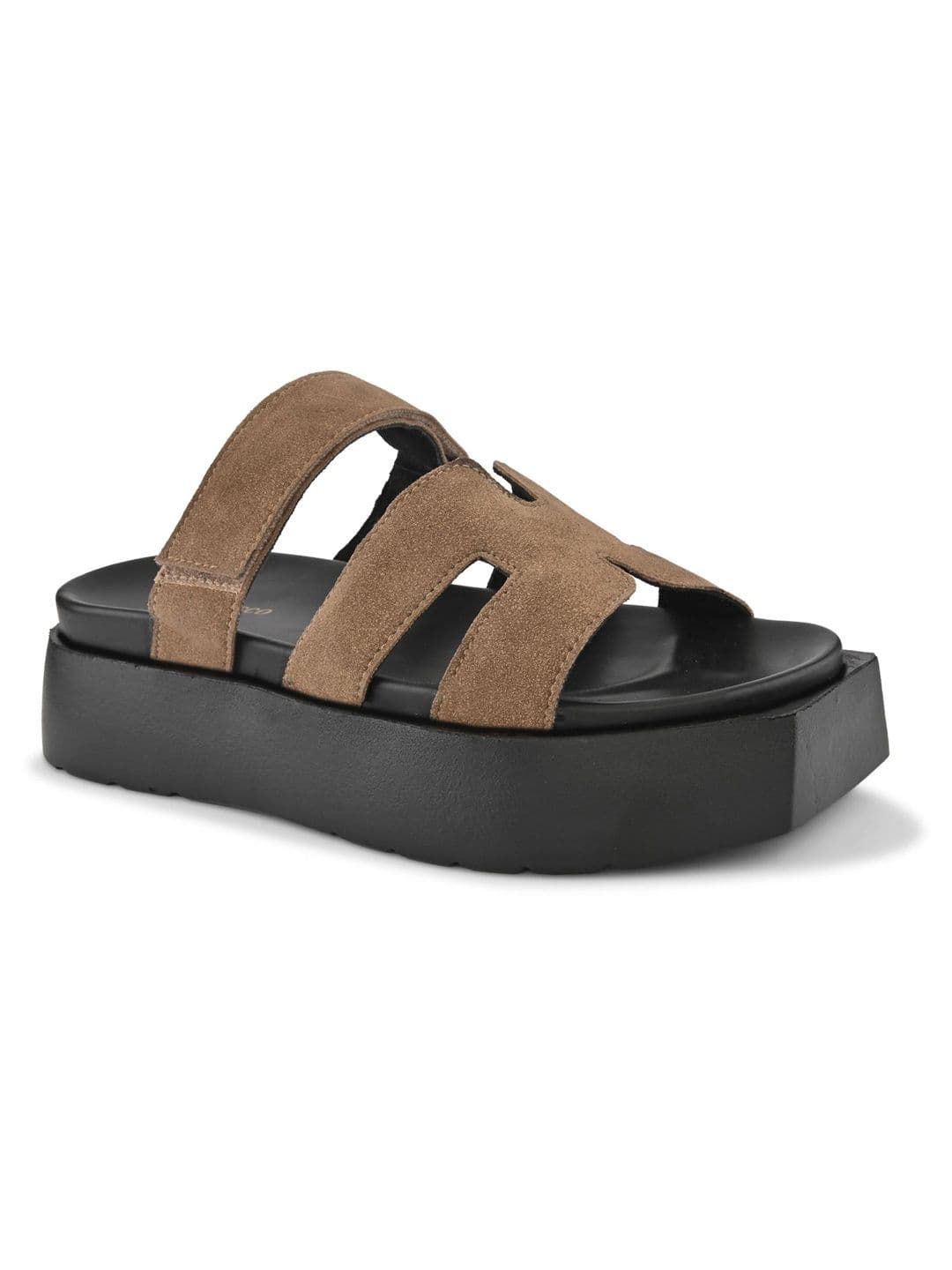 San Frissco Men Beige Casual Wide Strap Sandals with Cushioned Footbed and Chunky Sole thumbnail 2