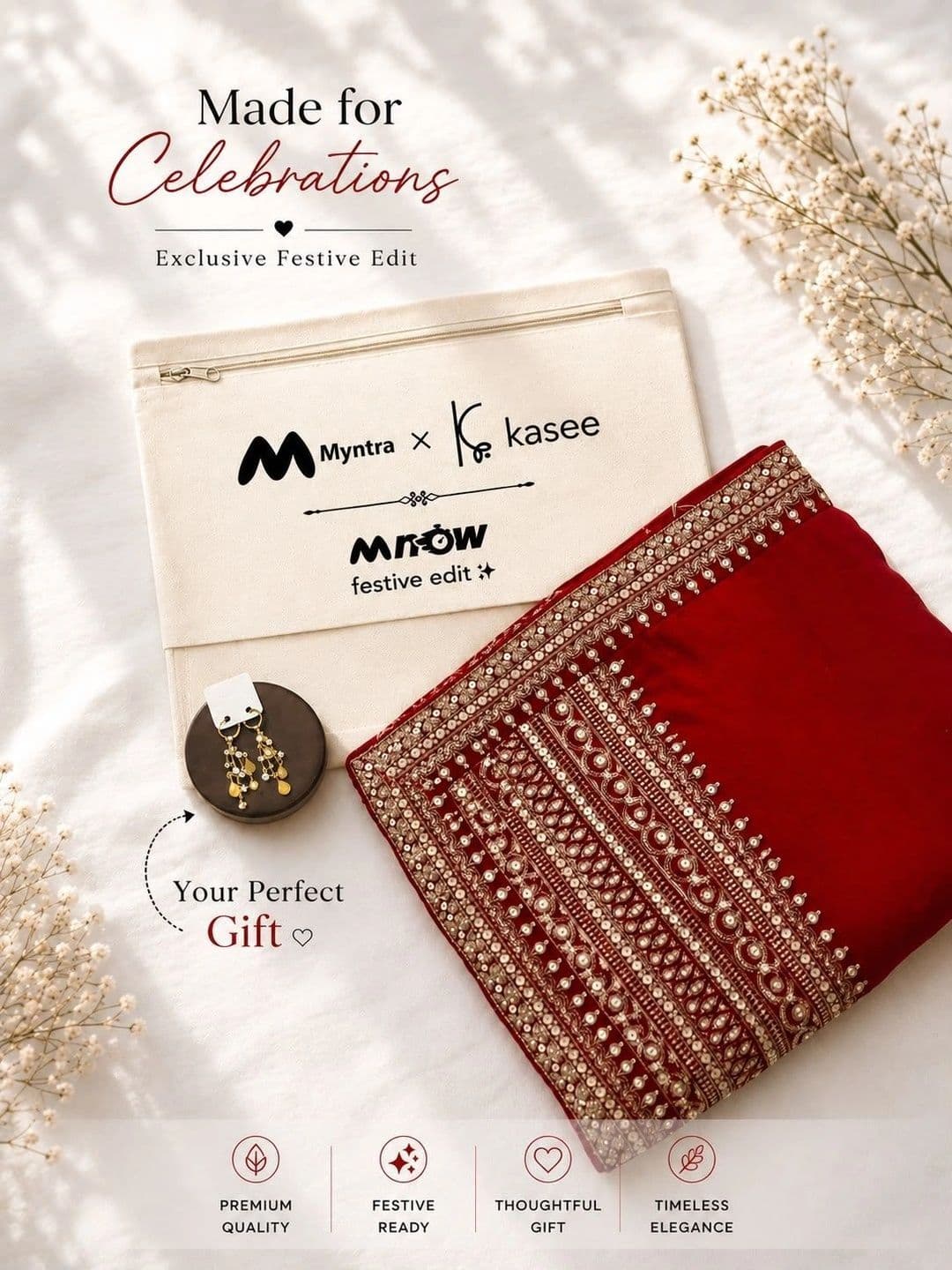kasee Embroidered Silk Blend Designer Saree thumbnail 6