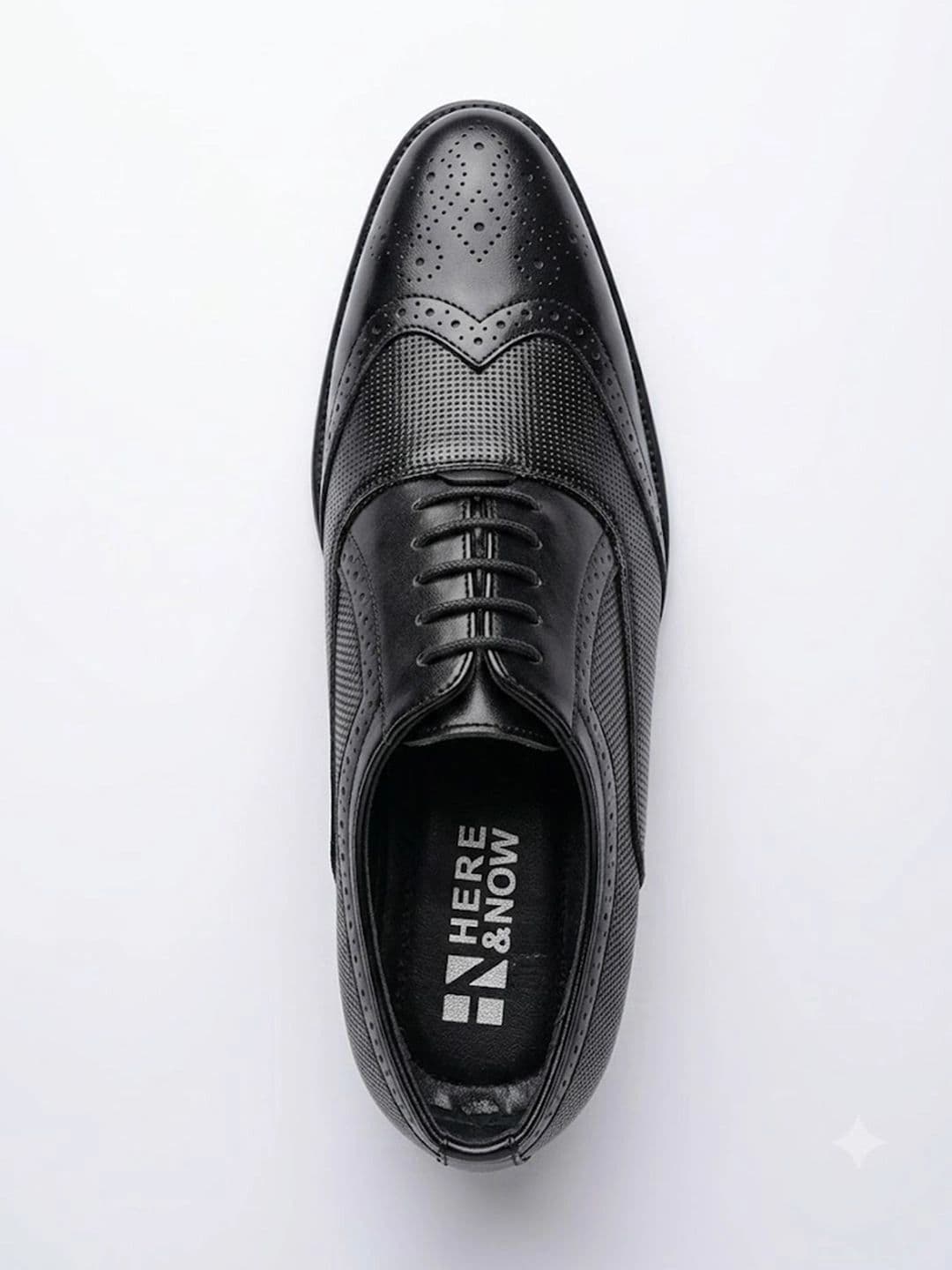 HERE&NOW Men Textured Round Toe Lace-Ups Formal Brogues Shoes thumbnail 5