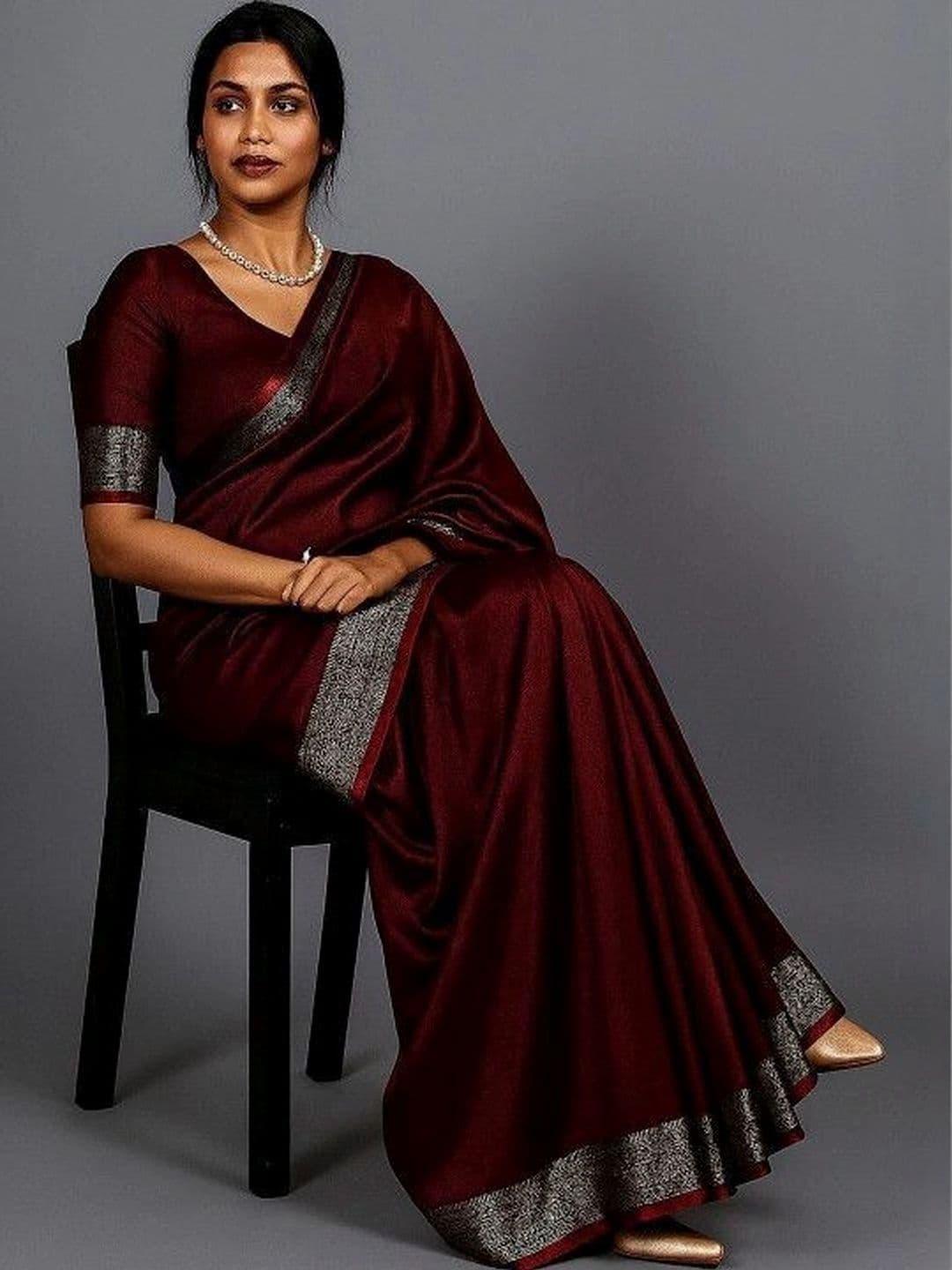 EEFA FASHION Satin Banarasi Saree - view 1