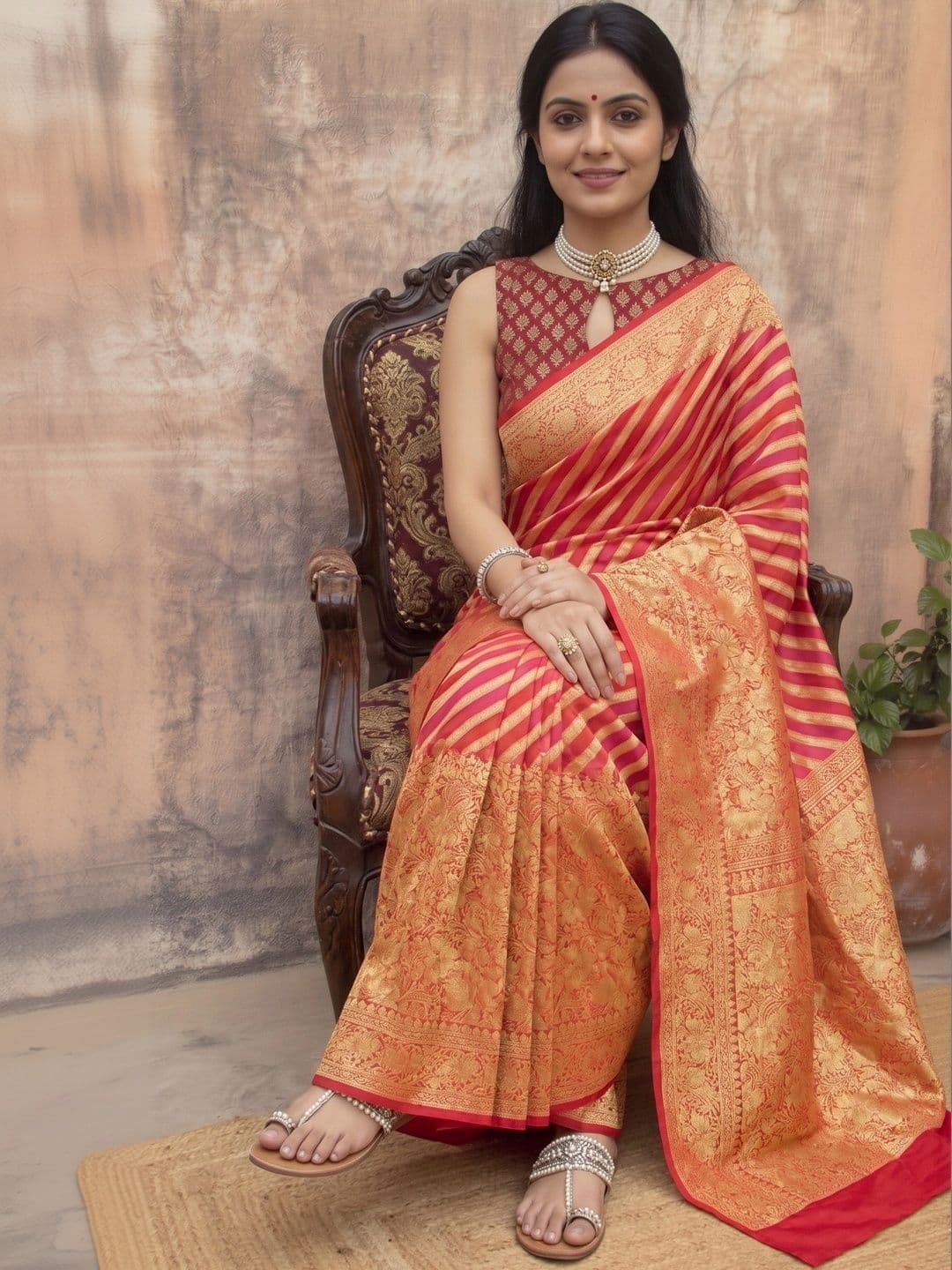 MITAL ENTERPRISE Striped Zari Art Silk Saree thumbnail 6