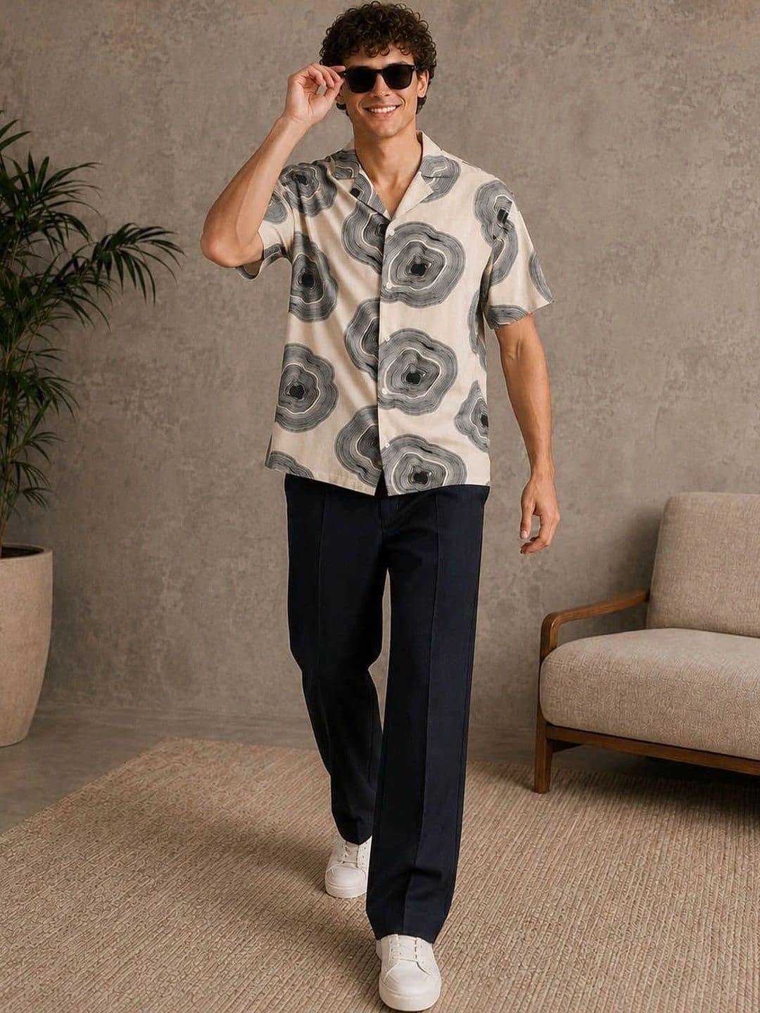 The Roadster Lifestyle Co. Men Boxy Fit Abstract Printed Cuban Collar Cotton Casual Shirt thumbnail 3