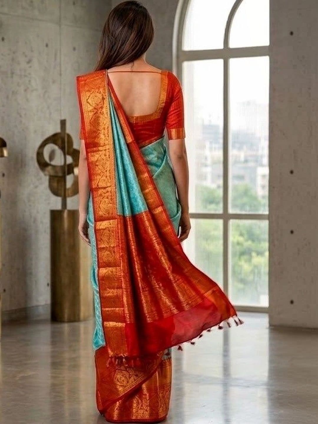 MITAL ENTERPRISE Woven Design Zari Art Silk Saree thumbnail 3