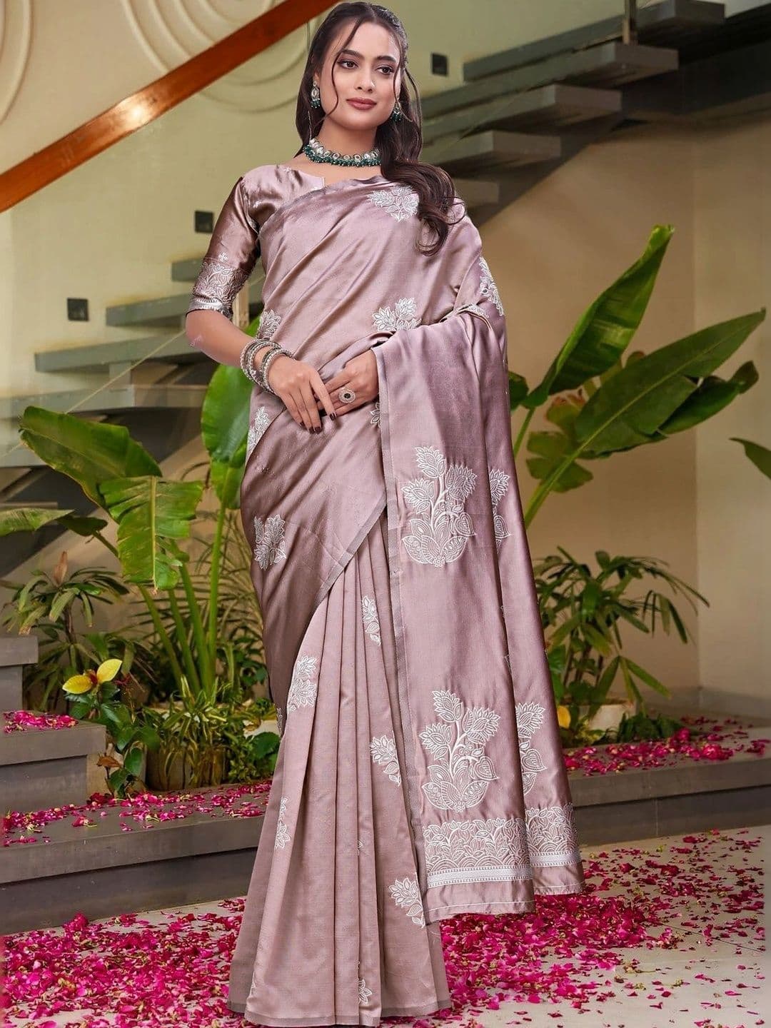 KALINI Floral Embroidered Silk Blend Saree - view 1