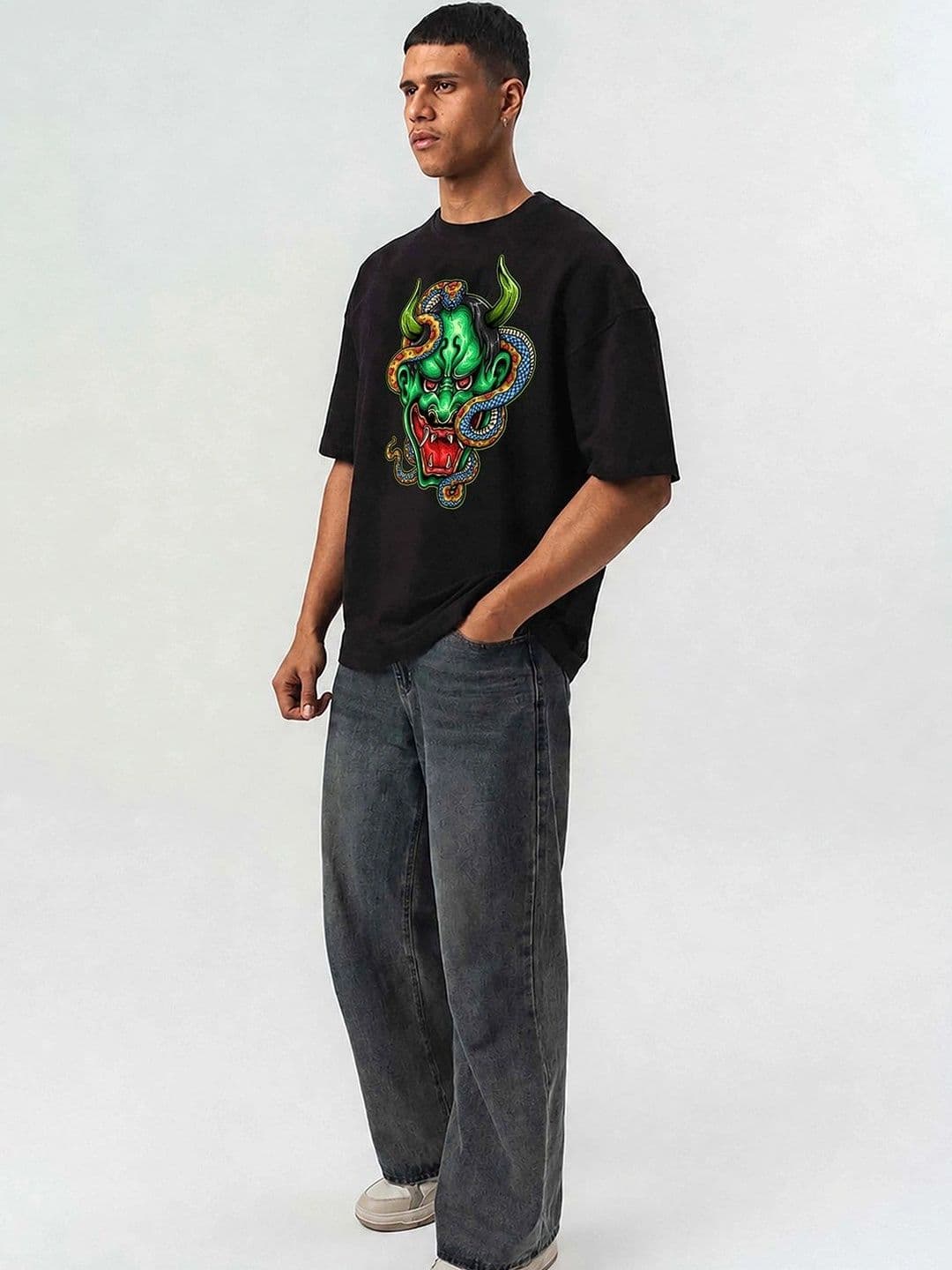 Mast & Harbour Men Printed Drop-Shoulder Sleeves T-shirt thumbnail 3
