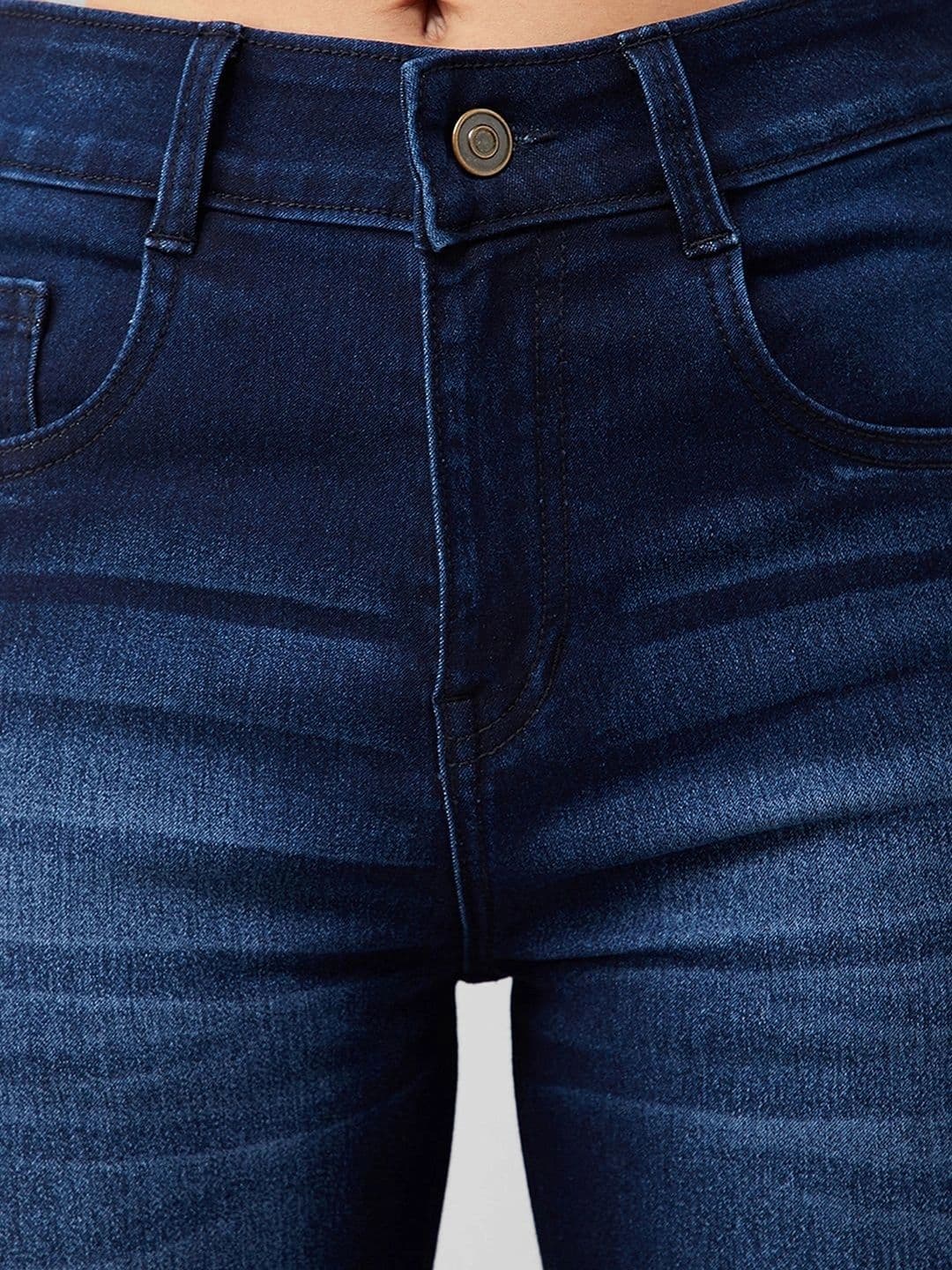 Mast & Harbour Women's Navy blue Bootcut Mid rise Regular Stretchable Denim Jeans thumbnail 2