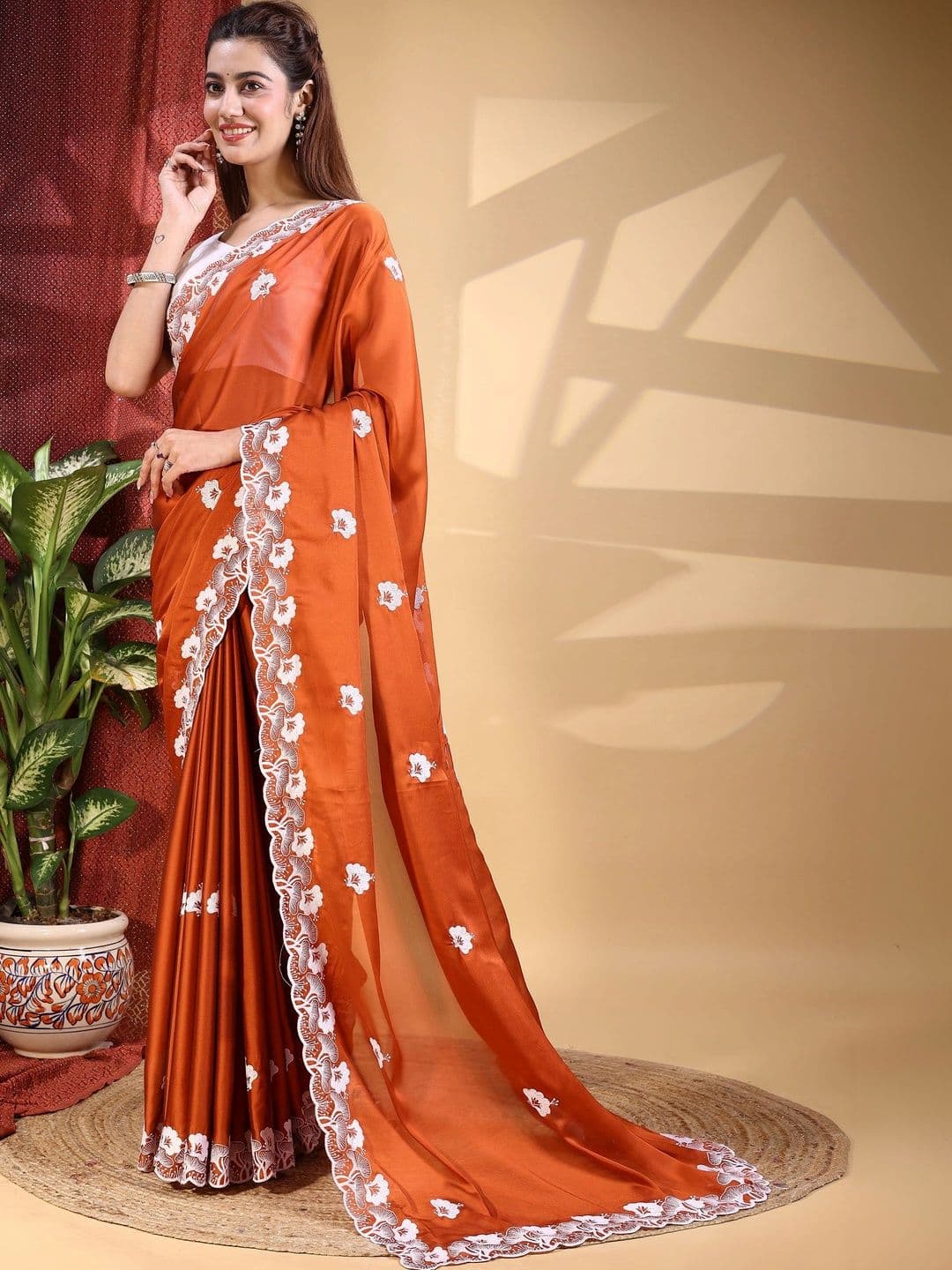 HESVI Embroidered Art Silk Saree thumbnail 6