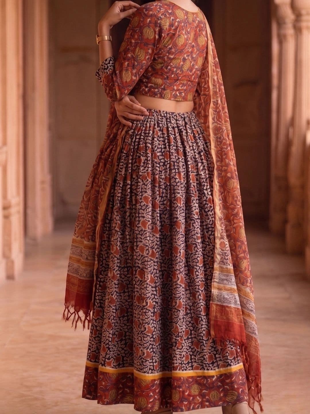 Avishya Printed Block Print Ready to Wear Lehenga & Blouse With Dupatta thumbnail 7