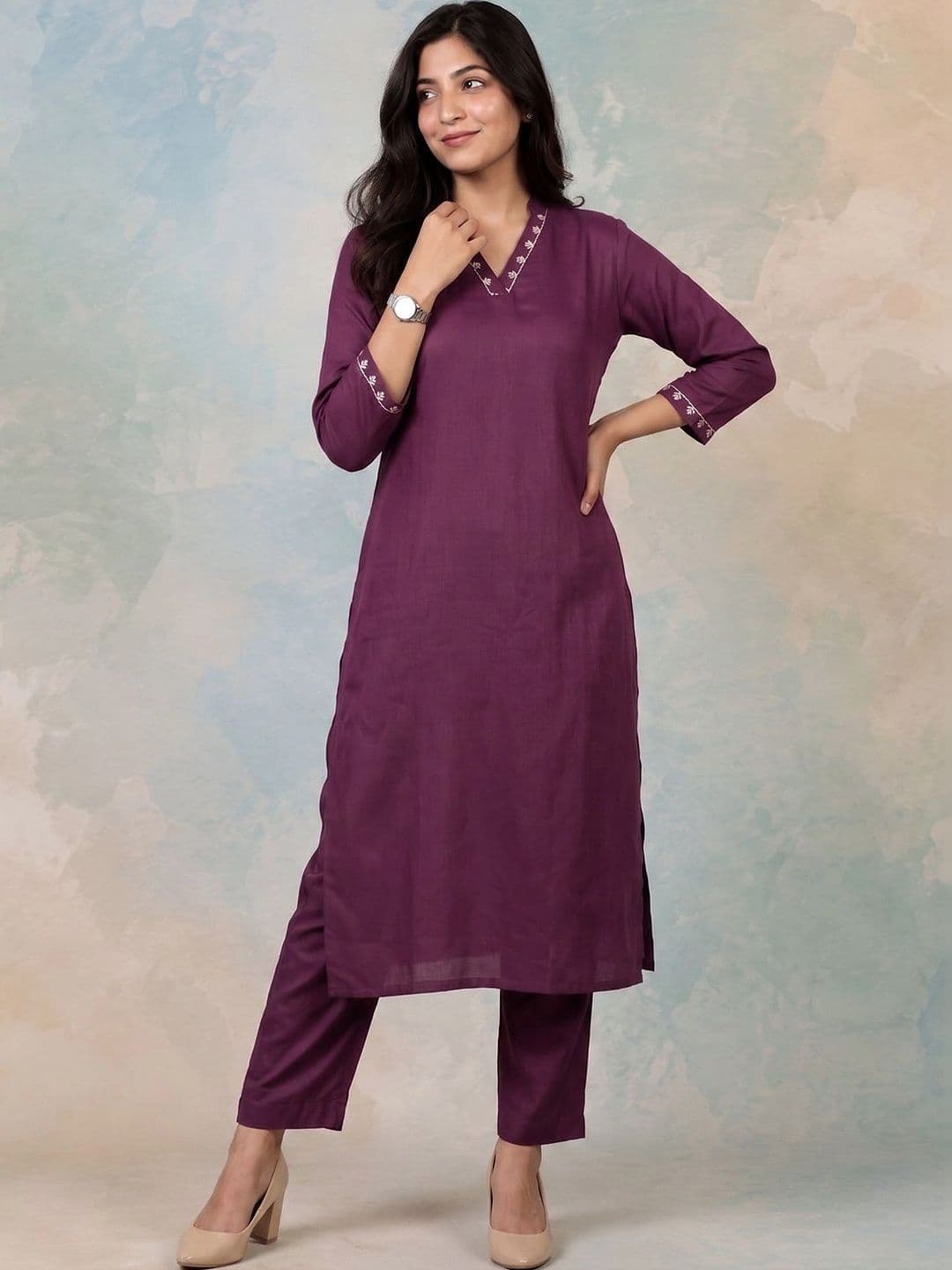 AADVIKA Women Ethnic Motifs Regular Thread Work Kurta with Trousers & With Dupatta thumbnail 4