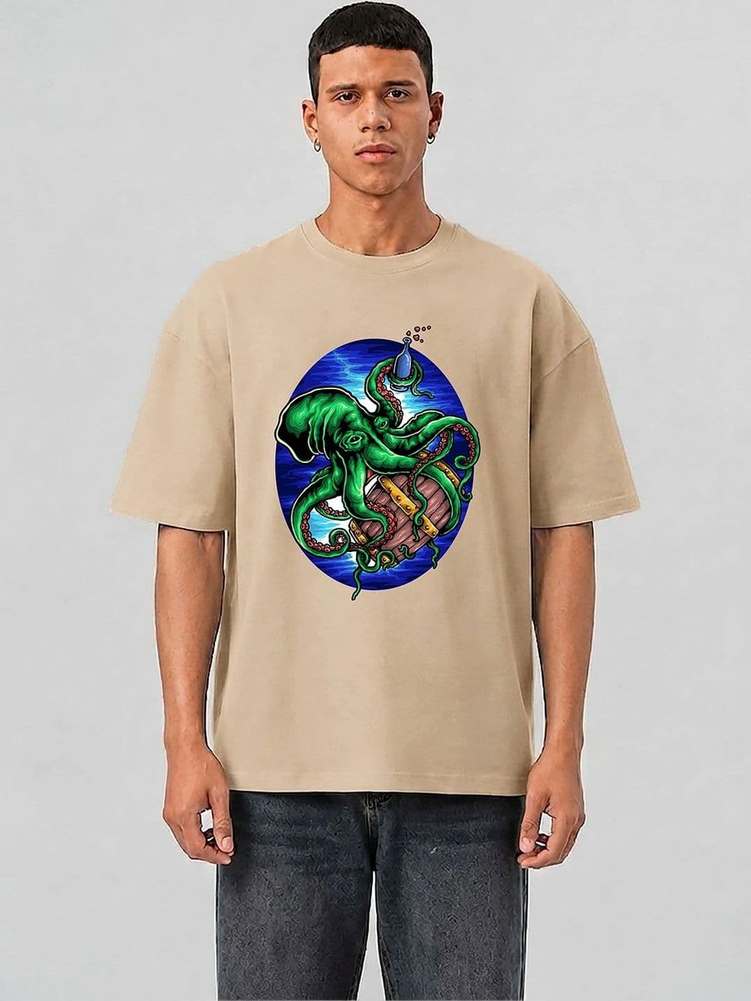 Mast & Harbour Men Printed Drop-Shoulder Sleeves T-shirt - view 1