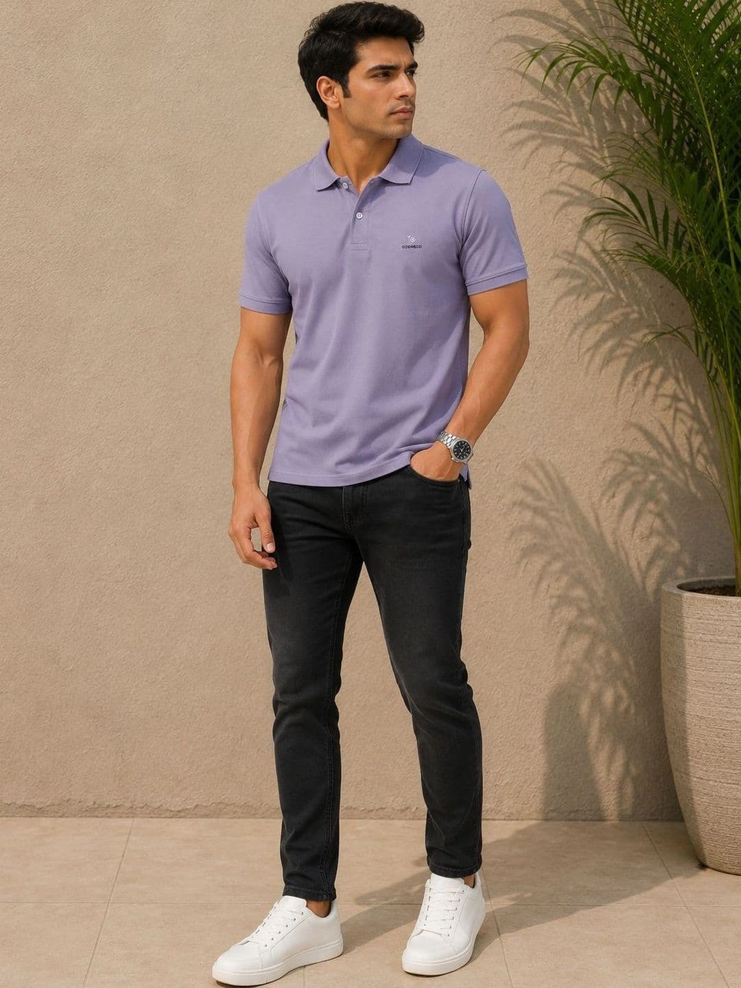 OZONECO Men Brand Logo Polo Collar T-shirt thumbnail 2