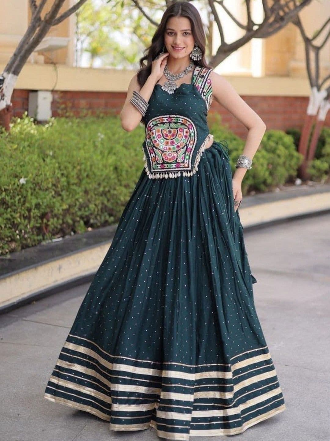 wckrod Embellished Mirror Work Ready to Wear Lehenga & Semi-Stitched - view 1