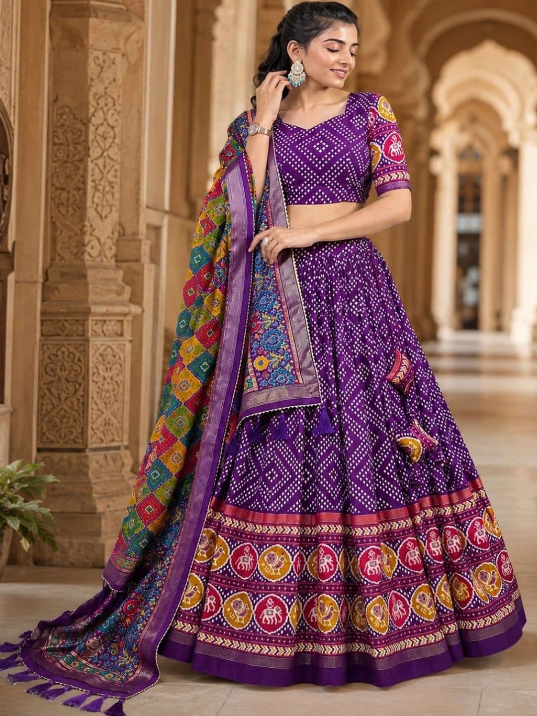 House of Pataudi Printed Semi-Stitched Lehenga & Unstitched Blouse With Dupatta - view 1