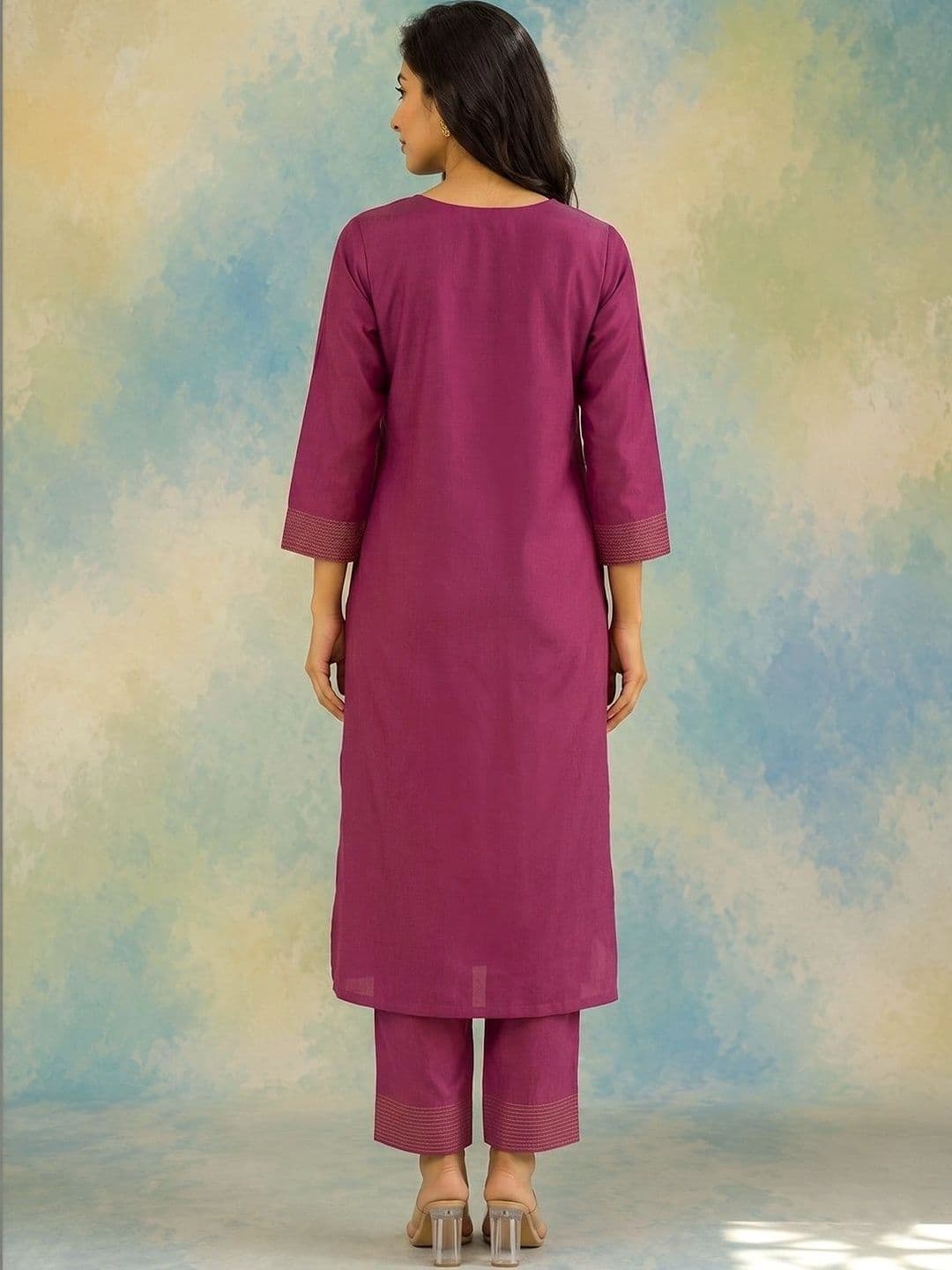 AADVIKA Women Yoke Design Regular Thread Work Kurta with Trousers & With Dupatta thumbnail 6