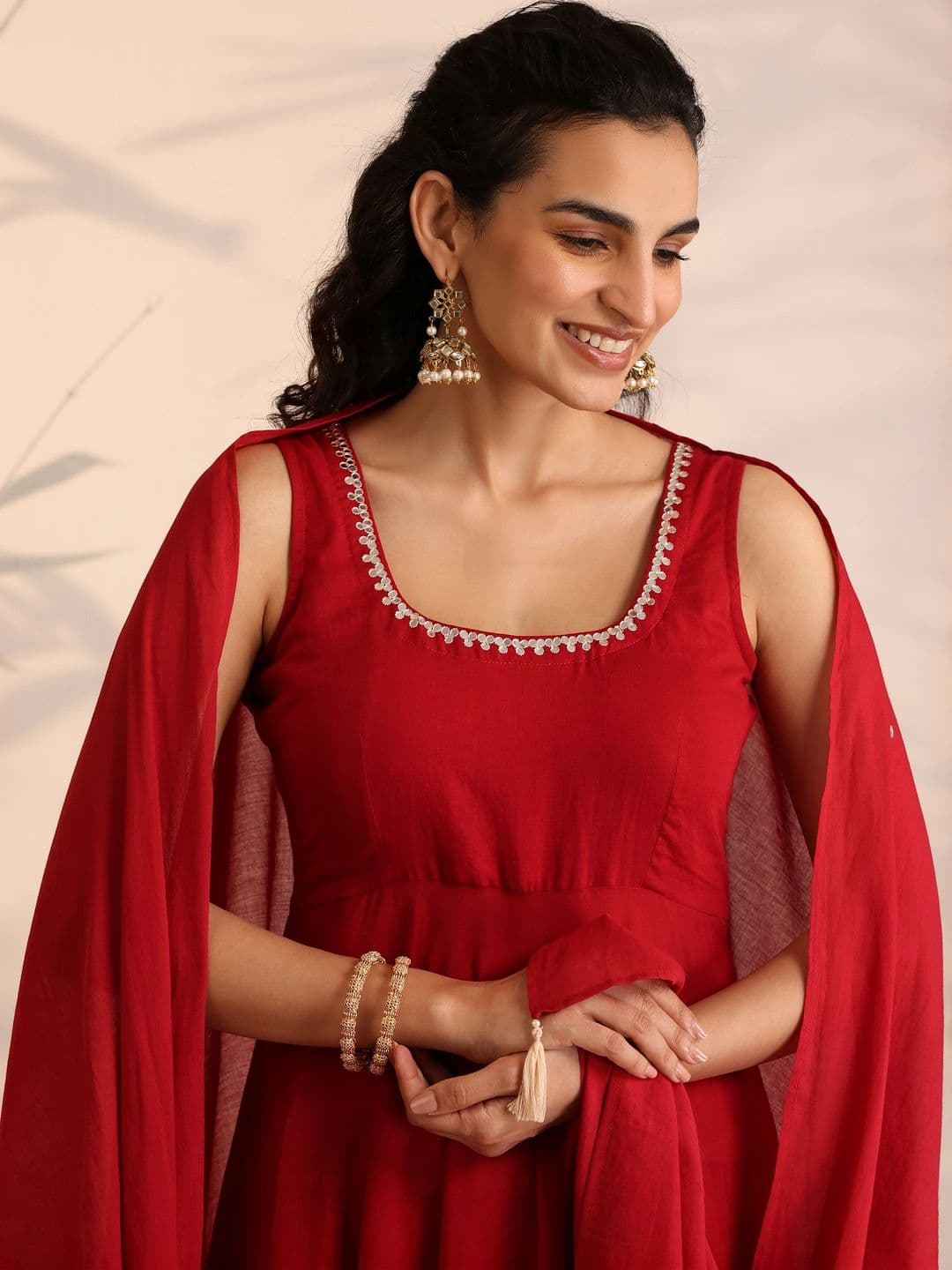 Khushal K Women Empire Thread Work Pure Cotton Kurta with Palazzos & With Dupatta thumbnail 6