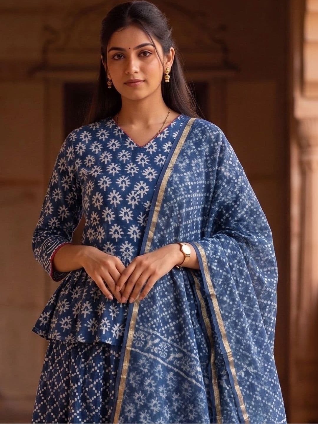 Avishya Printed Block Print Ready to Wear Lehenga & Blouse With Dupatta thumbnail 5