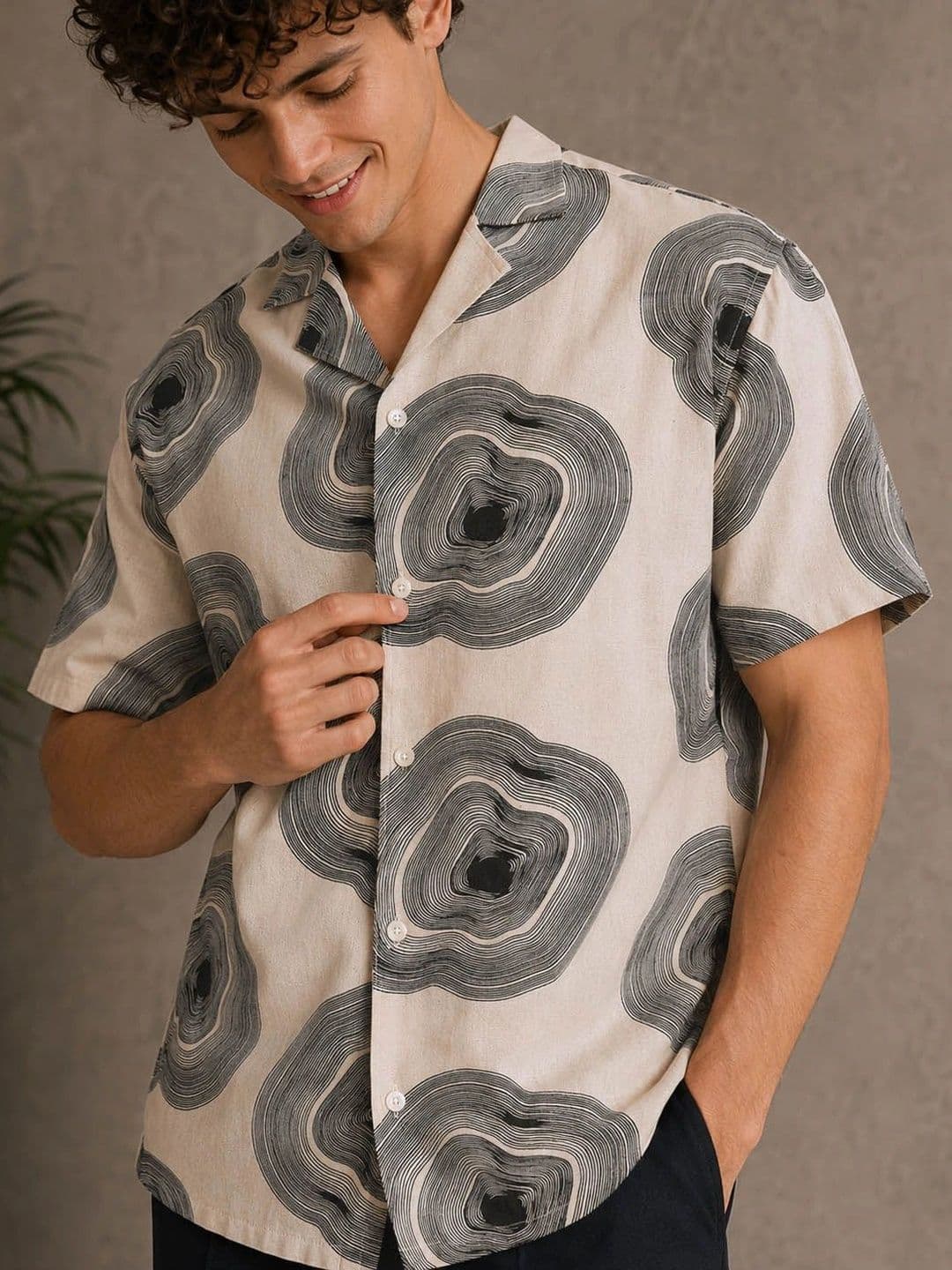 The Roadster Lifestyle Co. Men Boxy Fit Abstract Printed Cuban Collar Cotton Casual Shirt thumbnail 7