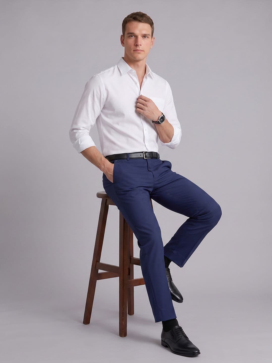 Blackberrys Men Slim Fit Formal Trousers thumbnail 3
