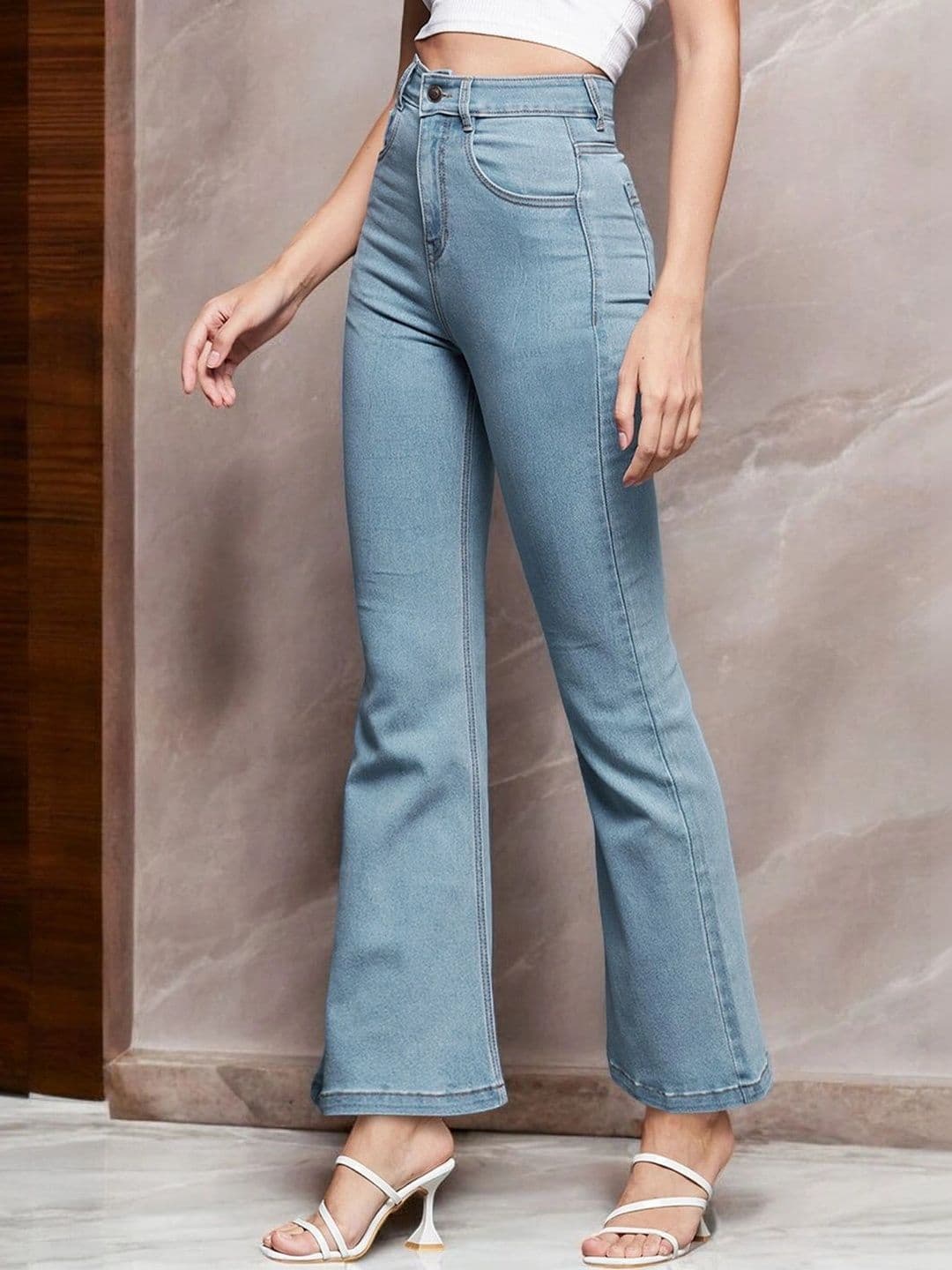 Mast & Harbour Women Bootcut High-Rise Heavy Fade Stretchable Jeans - view 1